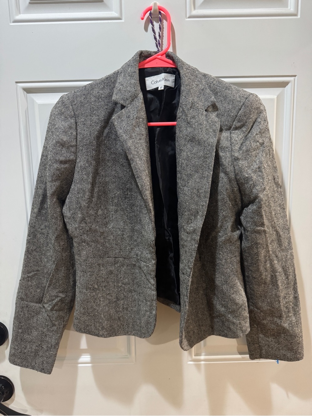Calvin Klein Gray Herringbone Tweed Blazer